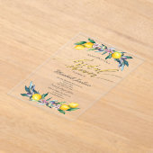 ウォーターカラーレモンズオリブブライダルシャワー アクリル招待状 (レイダウン)