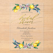 ウォーターカラーレモンズオリブブライダルシャワー アクリル招待状 (正面)
