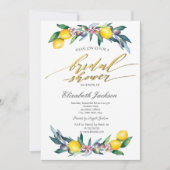 ウォーターカラーレモンズオリブブライダルシャワー 招待状 (正面)