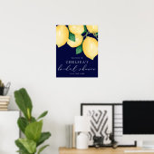 ウォーターカラーレモンズネイビーブライダルシャワーウェルカム ポスター (ホームオフィス)