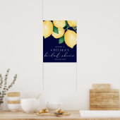 ウォーターカラーレモンズネイビーブライダルシャワーウェルカム ポスター (キッチン)