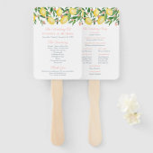 ウォーターカラーレモンズピンク文字結婚式 プログラム ハンドファン (正面&裏面)