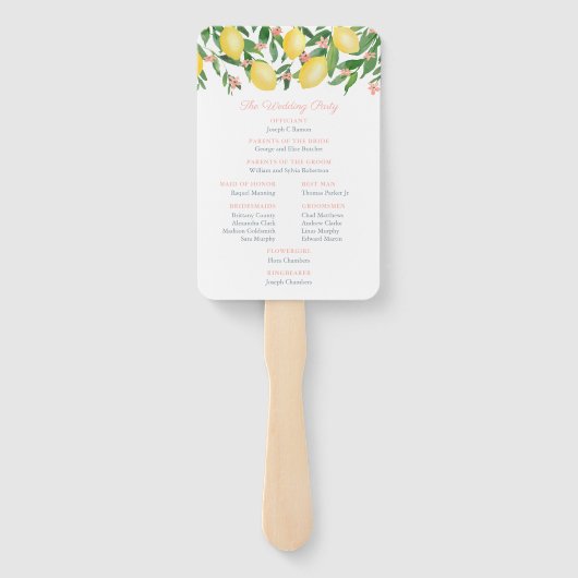 ウォーターカラーレモンズピンク文字結婚式 プログラム ハンドファン (裏面)