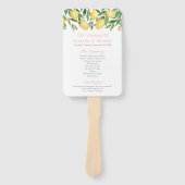 ウォーターカラーレモンズピンク文字結婚式 プログラム ハンドファン (正面)