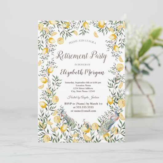 ウォーターカラーレモンズピーコック 招待状 (スタンド正面)