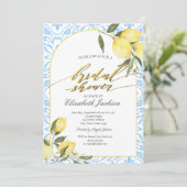 ウォーターカラーレモンズブルーイタリアンブライダルシャワー 招待状 (スタンド正面)