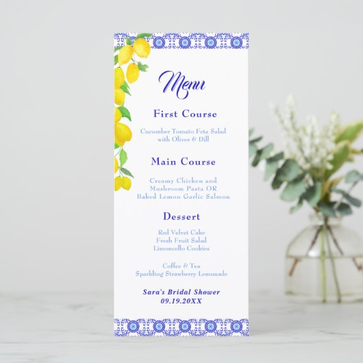 ウォーターカラーレモンズポジターノアマルフィブライダルシャワー メニュー (スタンド正面)