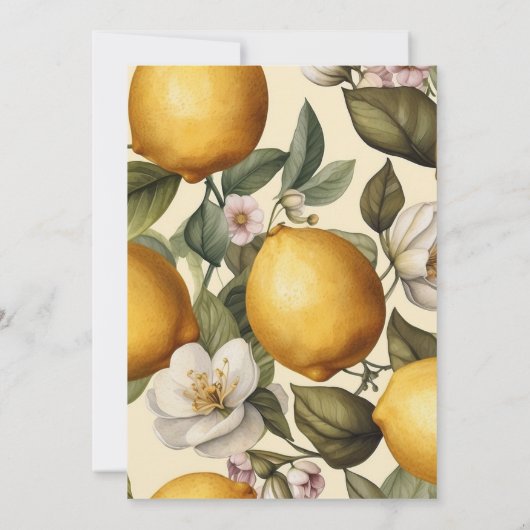 ウォーターカラーレモンテーマブライダルシャワー 招待状 (裏面)