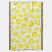 ウォーターカラーレモンデザイン スローブランケット (正面縦)