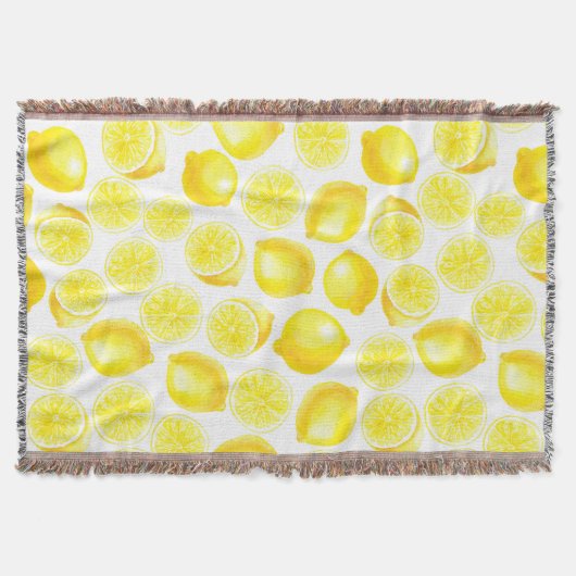 ウォーターカラーレモンデザイン スローブランケット (正面)