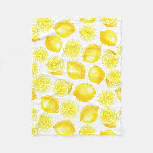 ウォーターカラーレモンデザイン フリースブランケット (正面)