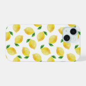 ウォーターカラーレモンパターン iPhone 15ケース (裏面横)