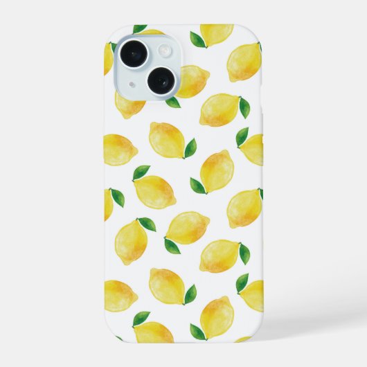 ウォーターカラーレモンパターン iPhone 15ケース (裏面)