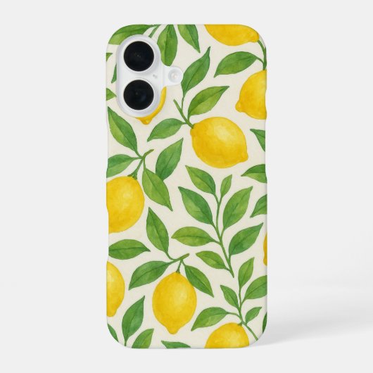 ウォーターカラーレモンパターン iPhone 16ケース (裏面)