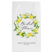 ウォーターカラーレモンフラムスリースブライダルシャワー スモールペーパーバッグ (裏面)