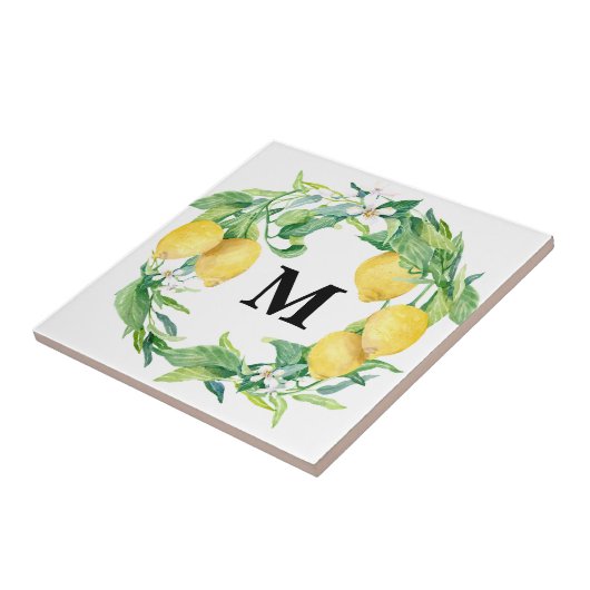 ウォーターカラーレモンフローラリースwファミリーモノグラム タイル (側面)