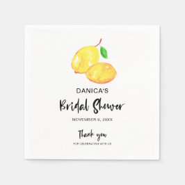 ウォーターカラーレモンブライダルシャワーエレガントパーティーシック スタンダードカクテルナプキン