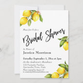 ウォーターカラーレモンブライダルシャワータイポグラフィ 招待状 (正面)