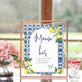 ウォーターカラーレモンブライダルシャワーミモザバー ポスター