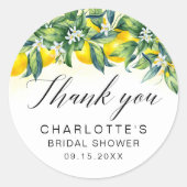 ウォーターカラーレモンブライダルシャワー ラウンドシール (正面)