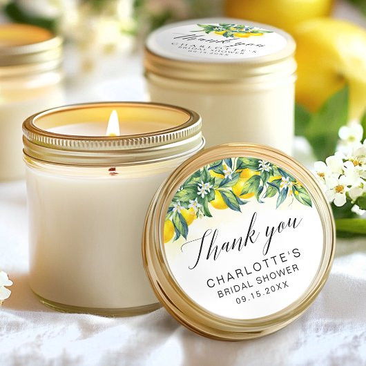 ウォーターカラーレモンブライダルシャワー ラウンドシール