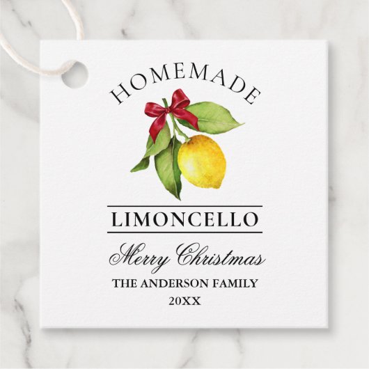 ウォーターカラーレモンホームメイドリモンチェロクリスマスラベル フェイバータグ (正面)