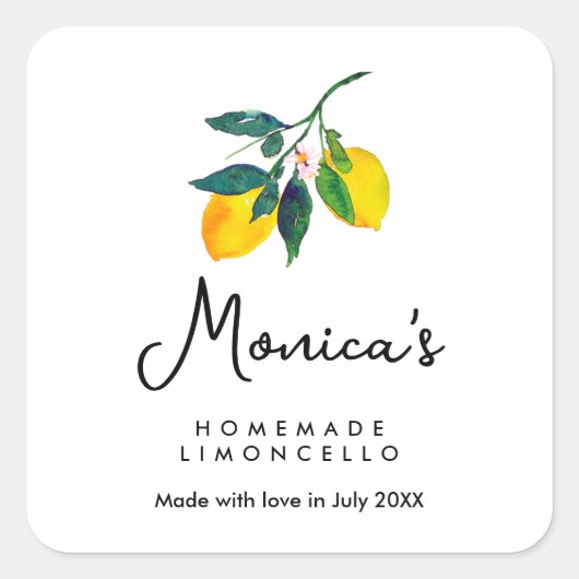 ウォーターカラーレモンホームメイドリモンチェロレモンチェロ スクエアシール (正面)