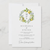ウォーターカラーレモンボタニカルリース結婚ズ 招待状 (正面)