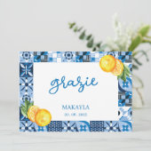 ウォーターカラーレモンポジターノブライダルシャワーグラジー サンキューカード (スタンド正面)