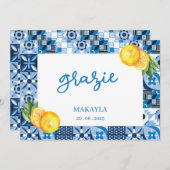 ウォーターカラーレモンポジターノブライダルシャワーグラジー サンキューカード (正面/裏面)