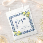 ウォーターカラーレモンポジターノブライダルシャワー フェイバーバッグ (クリップ留めされた状態)