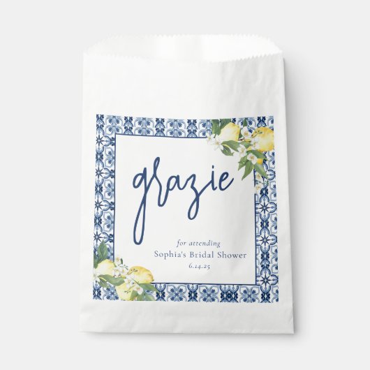 ウォーターカラーレモンポジターノブライダルシャワー フェイバーバッグ (正面)