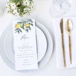 ウォーターカラーレモンメインスクイーズブライダルシャワー メニュー