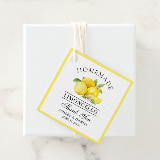 ウォーターカラーレモンリモンチェロ感謝していスクエア フェイバータグ (インサイチュ)