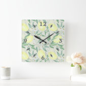 ウォーターカラーレモン果実角壁時計 スクエア壁時計 (ホーム)