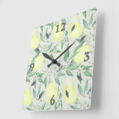 ウォーターカラーレモン果実角壁時計 スクエア壁時計 (傾斜)