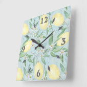 ウォーターカラーレモン果実角壁時計 スクエア壁時計 (傾斜)
