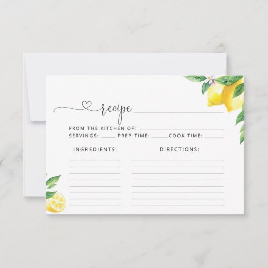 ウォーターカラーレモン柑橘系レシピカード (正面)