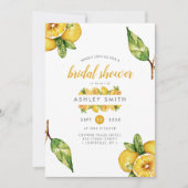 ウォーターカラーレモン柑橘類モダンブライダルシャワー 招待状 (正面)