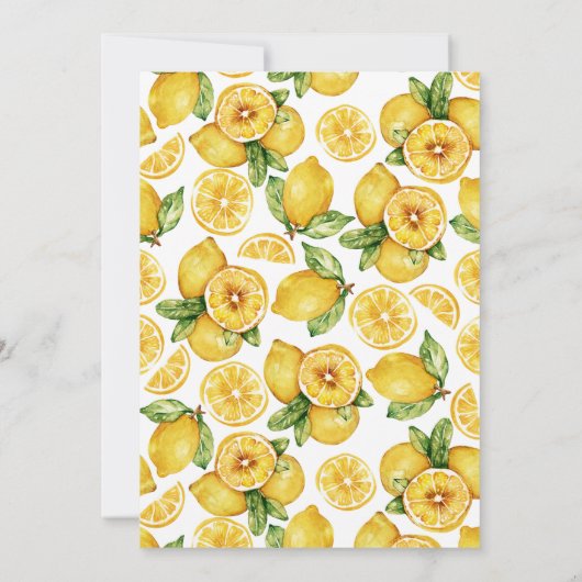 ウォーターカラーレモン柑橘類モダンブライダルシャワー 招待状 (裏面)
