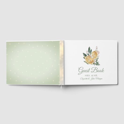 ウォーターカラーレモン植物性水玉模様 ゲストブック (全面)