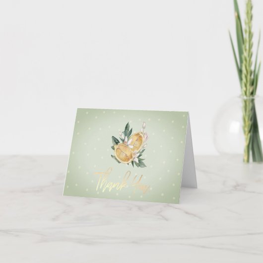 ウォーターカラーレモン植物性水玉模様 サンキューカード (正面)