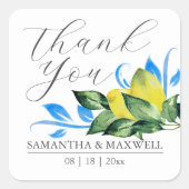 ウォーターカラーレモン結婚式の引き出物 スクエアシール (正面)