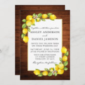 ウォーターカラーレモン緑の木結婚材 招待状 (正面/裏面)