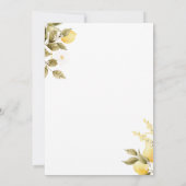 ウォーターカラーレモン花オリーブ誕生日 招待状 (裏面)