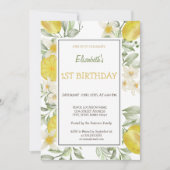 ウォーターカラーレモン花誕生日 招待状 (正面)