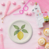 ウォーターカラーレモン誕生日 ペーパープレート (パーティー)