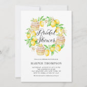 ウォーターカラーレモン&カップケーキリースブライダルシャワー 招待状 (正面)