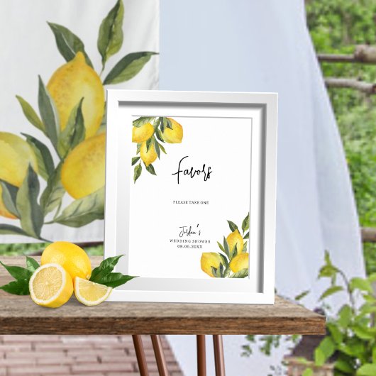 ウォーターカラーレモン&グリーンリーウェディングシャワーの恩恵 ポスター