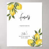 ウォーターカラーレモン&グリーンリーウェディングシャワーの恩恵 ポスター (正面)